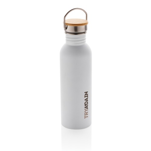 Bouteille en acier inoxydable avec couvercle en bambou