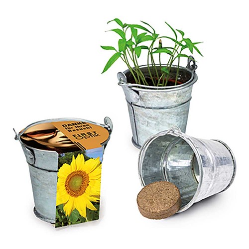 Mini seau métal avec graines - Tournesol