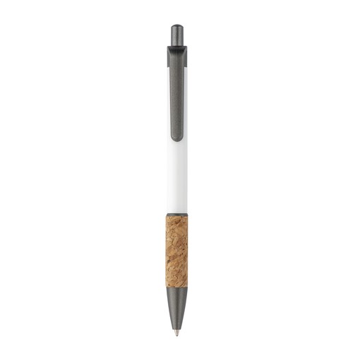 Aluminum pen with cork handle, burnished clip, top and tip Aluminum pen with cork handle, burnished clip, top and tip