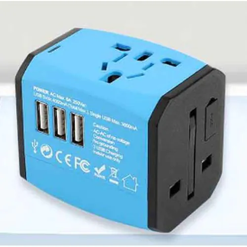 Adattatore da viaggio mondiale 02 blu/nero