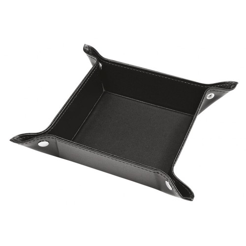 BLACK PU VALET TRAY 15X15 cm