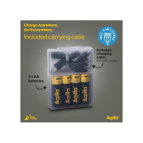Lot de 4 piles rechargeables AA Aqiila USB-C 2000 mAh