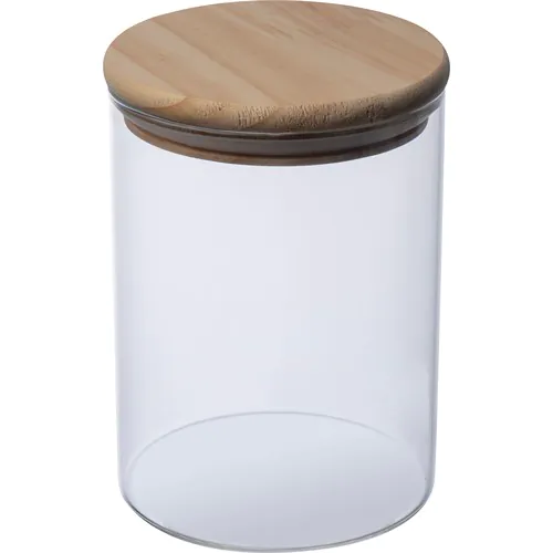 Borosilicate glass jar with pine wood lid, 700 ml Borosilicate glass jar with pine wood lid, 700 ml