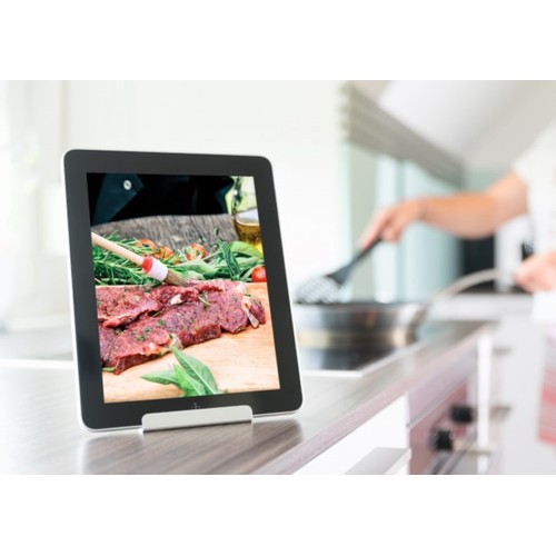Metmaxx® Support pour tablettes et téléphones portables "MyStandKitchen&Office" argenté