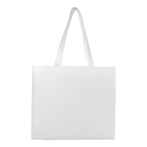 Shopper en TNT laminé, anses longues et soufflet Shopper en TNT laminé, anses longues et soufflet