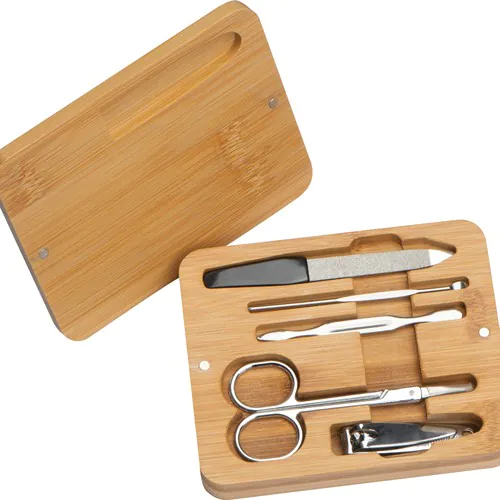 Manicure set in bamboo case Manicure set in bamboo case