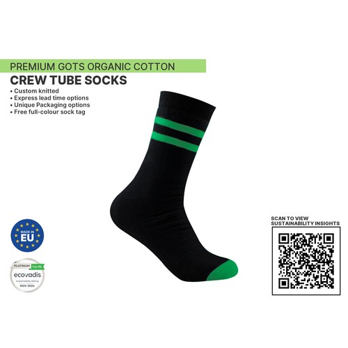 Premium ORGANIC Crew Tube by KINGLY Socks