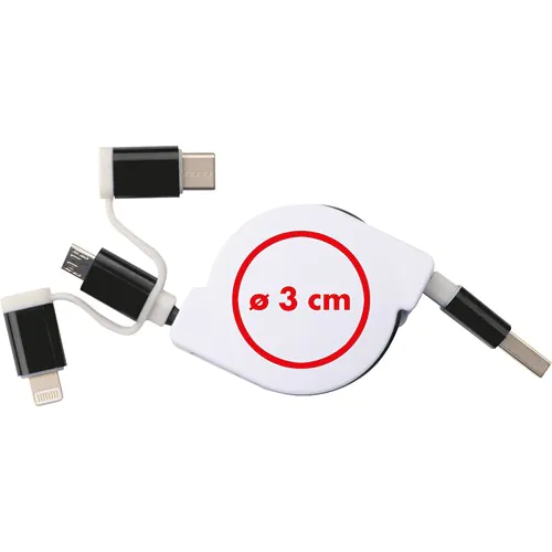 Extendable charging cable with 3 plugs