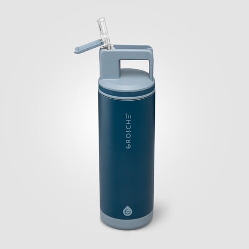 Bouteille Grosche Alpine, acier inoxydable, paille amovible, bouchon flip n’ sip - 590 ml