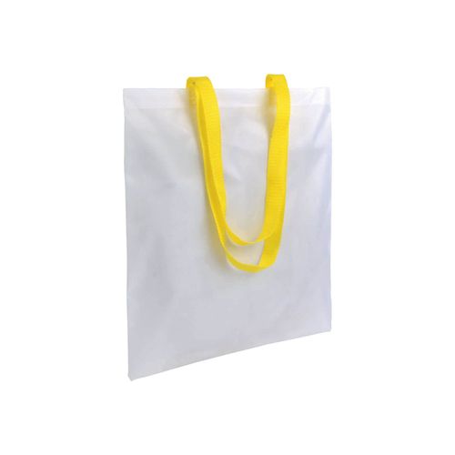 Bolsa blanca de poliester, asas largas coloradas Bolsa blanca de poliester, asas largas coloradas