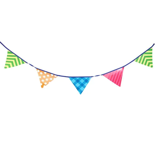 Garland with 4 PVC flags, 21x16 cm, per meter, customizable. Garland with 4 PVC flags, 21x16 cm, per meter, customizable.