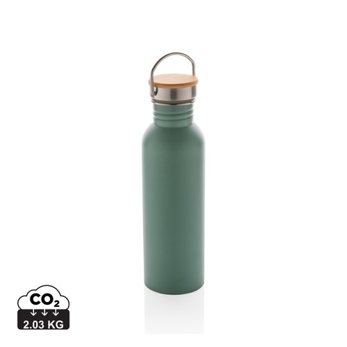 Bouteille en acier inoxydable avec couvercle en bambou Bouteille en acier inoxydable avec couvercle en bambou
