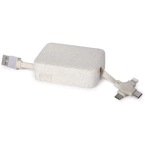 CABLE 3 EN 1 EN PAILLE DE BLE POUR CHARGEMENT ET TRANSFERT DE DONNEES