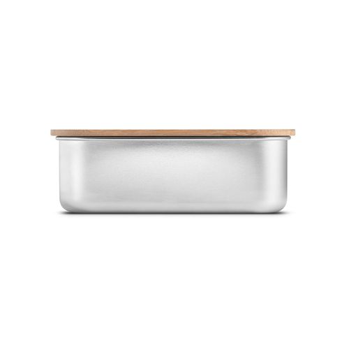 SHINO. Lunch Box. Stainless steel lunch box with bamboo lid SHINO. Lunch Box. Stainless steel lunch box with bamboo lid