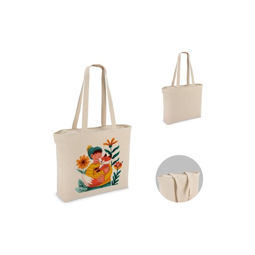 Katoen Tote met rits OEKO-TEX® 47 x 11 x 35cm 320g/m²