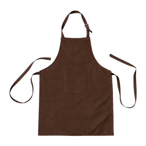 Adjustable long kitchen apron in cotton and polyester. Front pocket