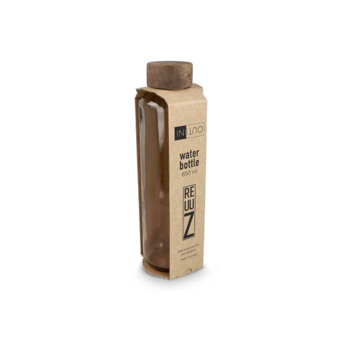 Bouteille d'eau en verre recyclé InSideOut ReuuZ avec bouchon en bois 650 ml Bouteille d'eau en verre recyclé InSideOut ReuuZ avec bouchon en bois 650 ml