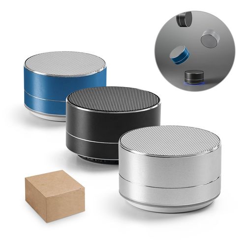 FLOREY. Portable 3W speaker with 3h battery life in recycled aluminium (100% rAL) and recycled ABS (100% rABS)