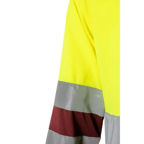 VL VULCAN. Polo bicolore (160g/m²) à manches longues, en polyester (100%)