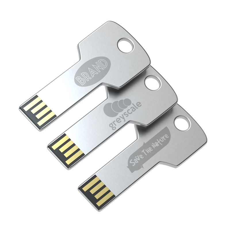 Metal USB key in the shape of a key Flash Square Priority