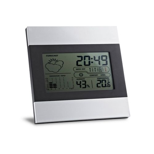 DENE. Desktop weather station with aluminium and ABS LCD screen DENE. Desktop weather station with aluminium and ABS LCD screen