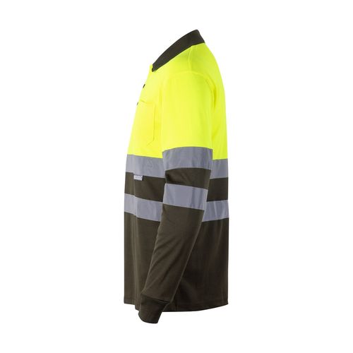 VL VULCAN. Polo bicolore (160g/m²) à manches longues, en polyester (100%)