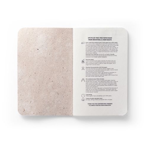 ORGANIC SOFT. A6 notepad with flexible cover made from organic elephant matter (80%) ORGANIC SOFT. A6 notepad with flexible cover made from organic elephant matter (80%)