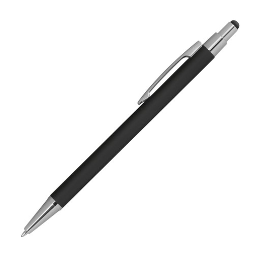 Metal ballpen with rubber coating and touch function Metal ballpen with rubber coating and touch function