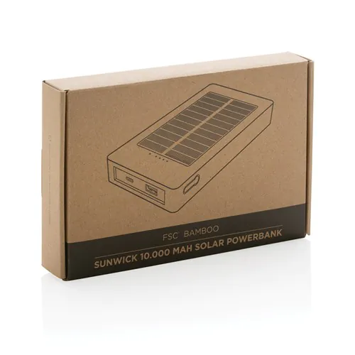 Batterie de secours solaire 10.000mAh en bambou Sunwick Batterie de secours solaire 10.000mAh en bambou Sunwick