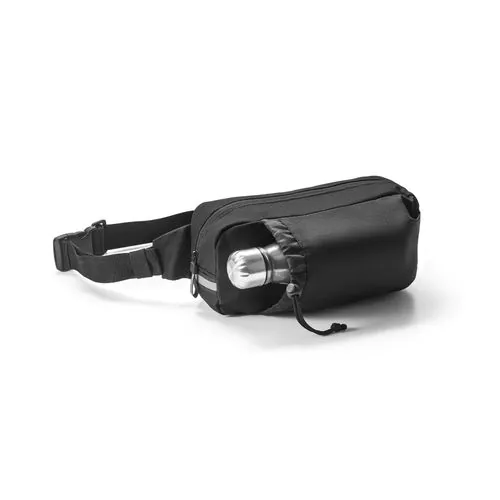 DELFOS POUCH. Riñonera 300D poliéster reciclado y 600D poliéster reciclado con elementos reflectantes