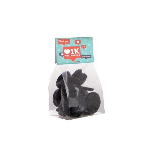 Blokzakje met kopkaartje en 100 gram snoep Blokzakje met kopkaartje en 100 gram snoep