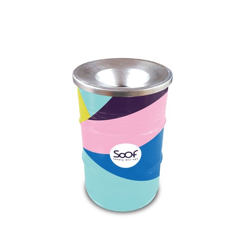 Barrel Bin Small Full Colour with Flame Retardant Lid | 60 Liter Bin