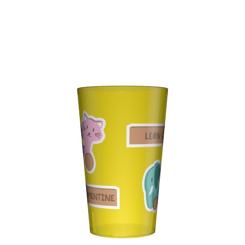 Gepersonaliseerde gele herbruikbare beker van 25 cl (Wobz-basis) - Digitale bedrukking