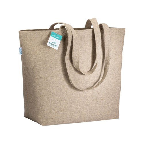Tote-bag avec soufflet à la base en coton recyclé 280 g/m2, anses longues Tote-bag avec soufflet à la base en coton recyclé 280 g/m2, anses longues
