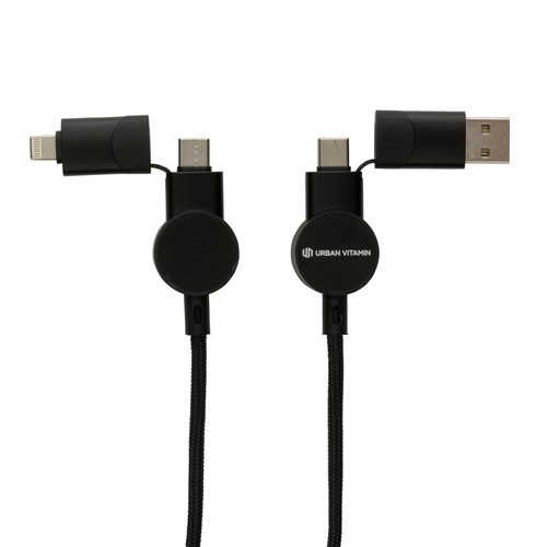 Câble Oakland 6-in-1 à charge 45W en plastique recyclé RCS Câble Oakland 6-in-1 à charge 45W en plastique recyclé RCS