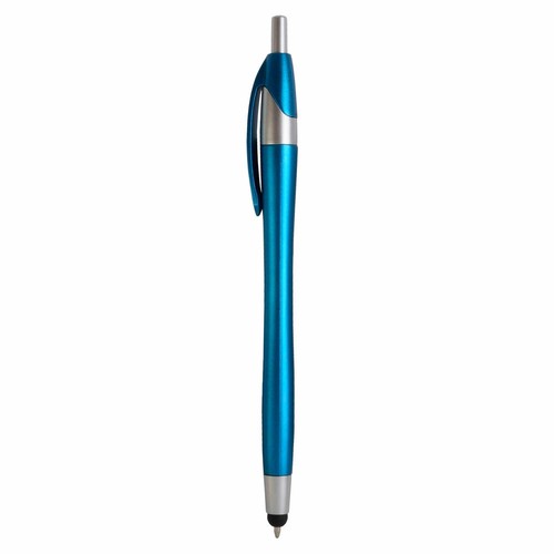 Plastic snap pen with touchscreen rubber tip