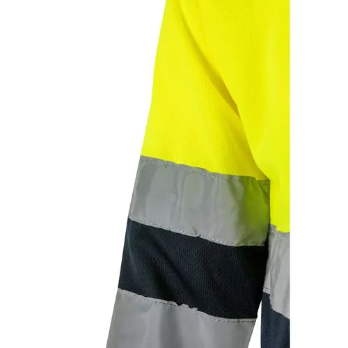 VL VULCAN LARGE. Polo bicolore (160g/m²) à manches longues, en polyester (100%)