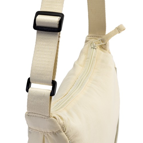 Borsa rotonda  in nylon con tracolla regolabile, chiusura con zip