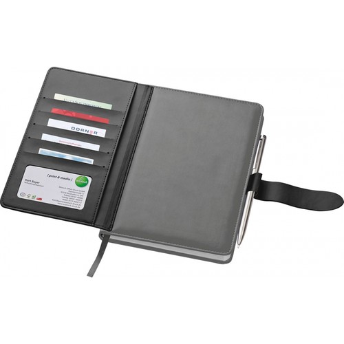 Notebook with business card compartments Notebook with business card compartments