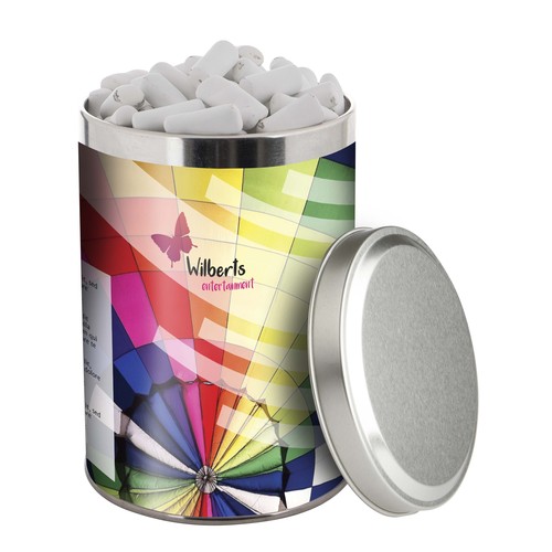 Large tin 1.3 liters, filled with candy Large tin 1.3 liters, filled with candy