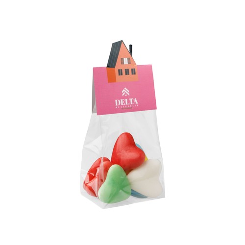 Block bag with header card in your own shape and 50 grams of candy
