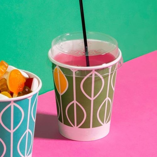 PLA Flat Cup Lid with Straw Hole (fits 9 & 12oz) PLA Flat Cup Lid with Straw Hole (fits 9 & 12oz)