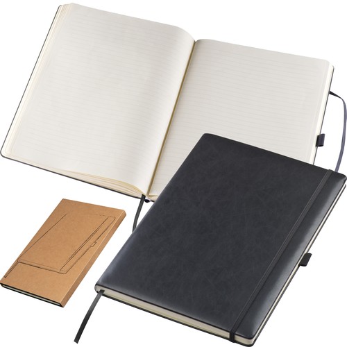A4 notebook, lined, with elastic strap
