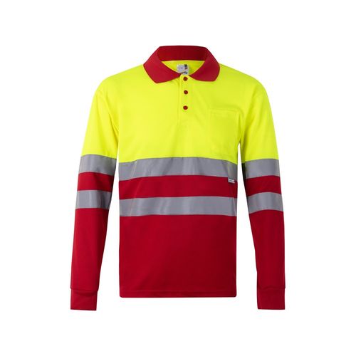 VL VULCAN. Polo bicolore (160g/m²) à manches longues, en polyester (100%)