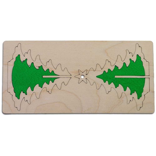 3D wooden-puzzle card  - fir tree wood-felt
