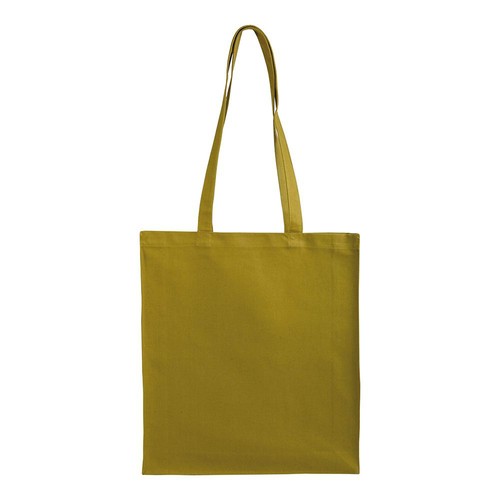 Bolsa de algodón con fuelle e asas largas.