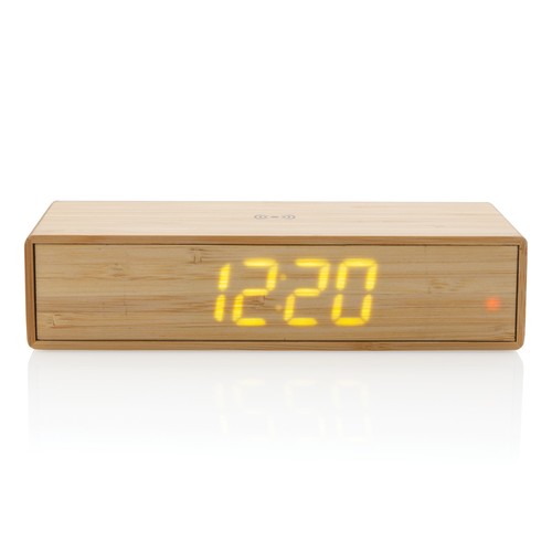 Bamboo alarm clock with 5W wireless charger Bamboo alarm clock with 5W wireless charger