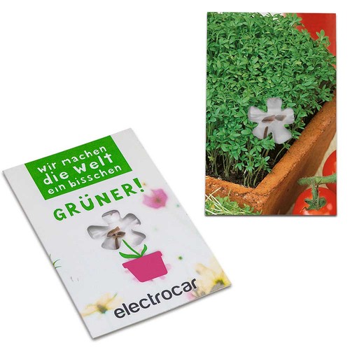 Carte avec graines-mini fleur - Cresson de jardin