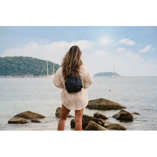 Impact AWARE™ recycled denim drawstring backpack Impact AWARE™ recycled denim drawstring backpack