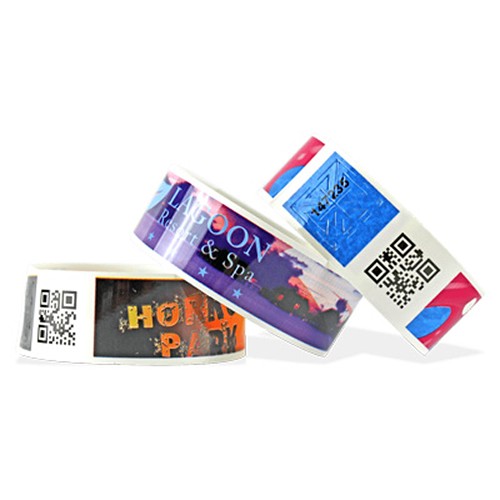 Braccialetti in plastica personalizzabili con codici a barre e stampa fotografica 25mm (finitura opaca o lucida)